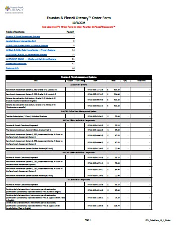 Order Form - Fountas & Pinnell Literacy™